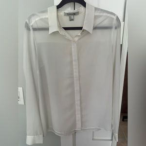 sheer long sleeve white button up
